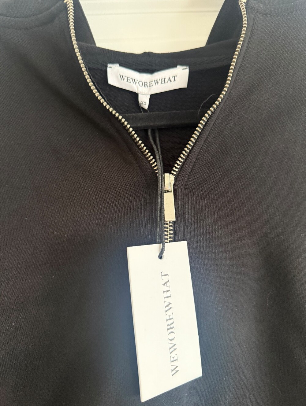 WeWoreWhat Black Cropped Half-Zip Hoodie Top - Picture 5 of 9